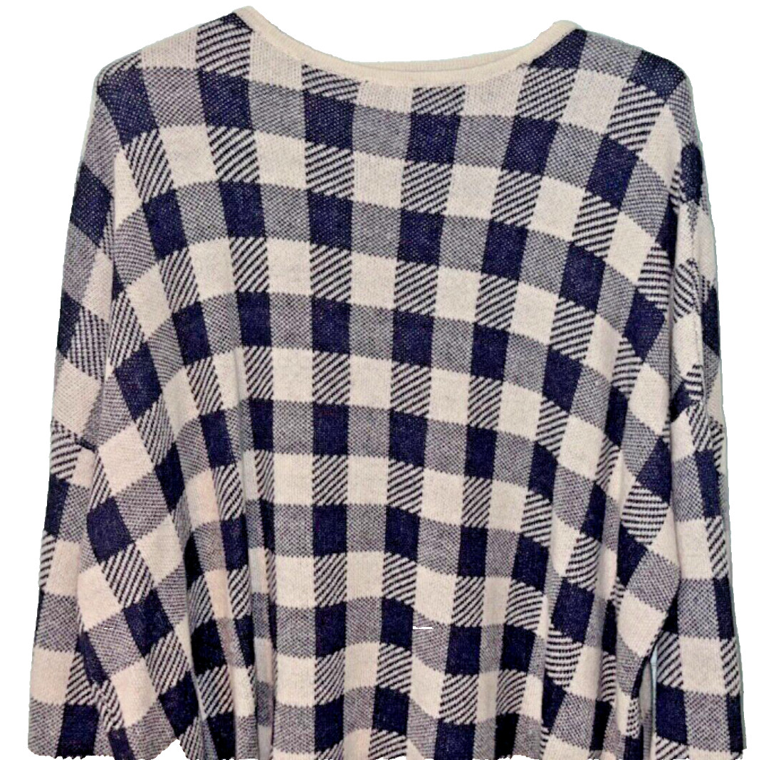 Rosso35 Sweater Womens 44 Wool Cashmere Check Italy Knit Crewneck NWOT