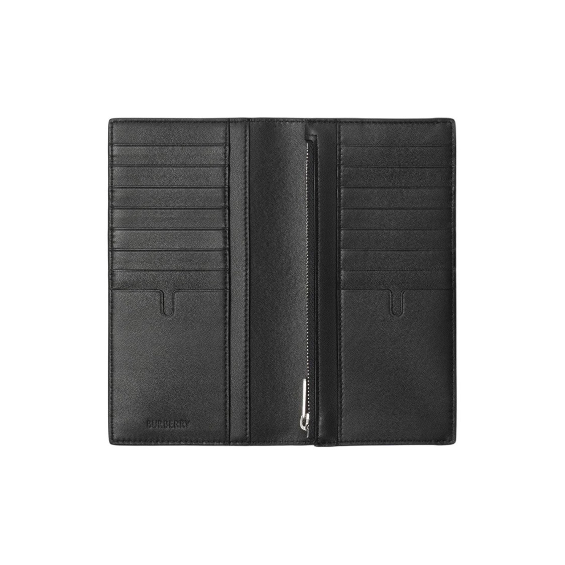 Burberry Flap Wallet in Calfskin Leather for Men, Slate Color 3.7 x 7.4 in