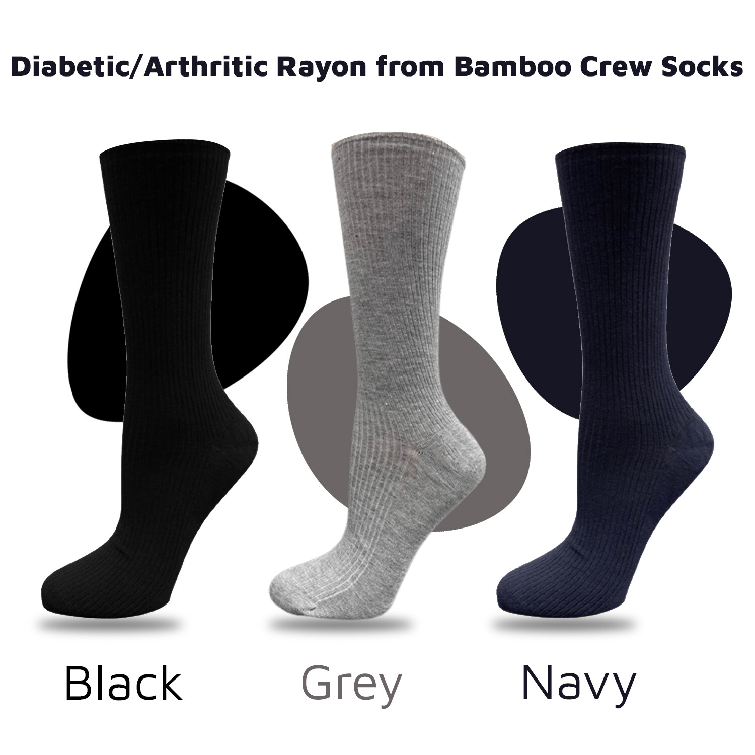 Sierra Socks Diabetic/Arthritic Rayon from Bamboo Soft Crew Comfort Top Socks