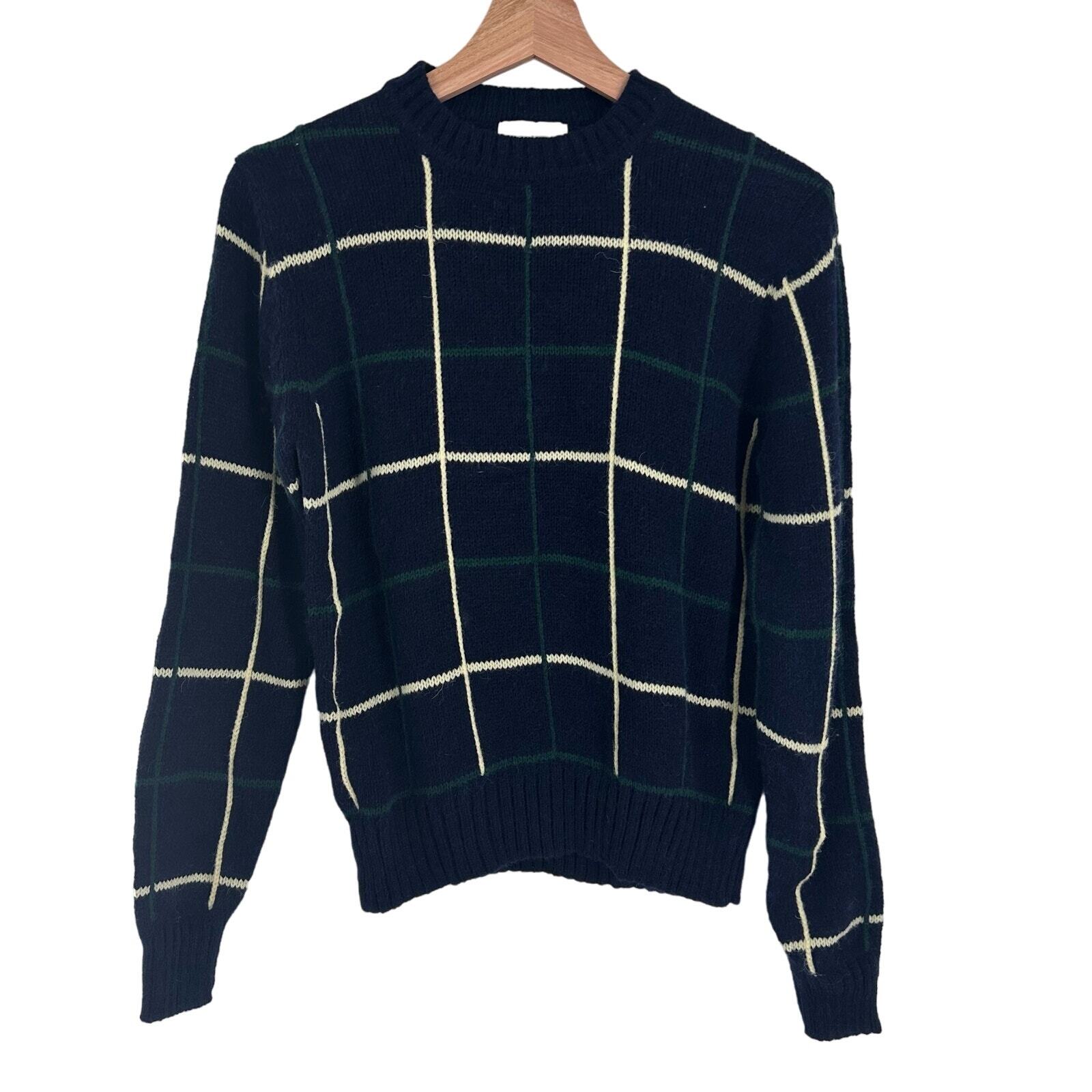Garland Hong Kong Dad Style Dark Blue Grid Check Pattern Sweater Adult Window