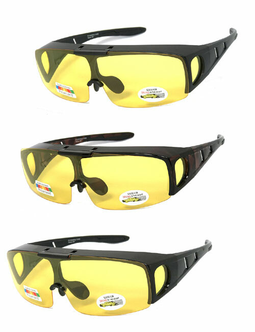 Flip Up Polarized Anit Glare Night Driving Lens Fit Over Glasses Sunglasses