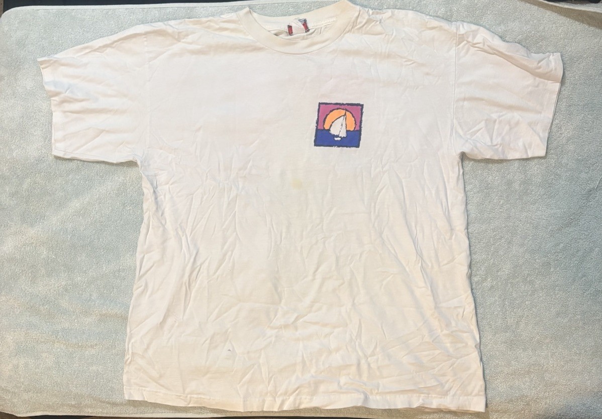 Vintage 90s Jantzen Sailboat Men’s White Cotton Graphic T-Shirt L/XL