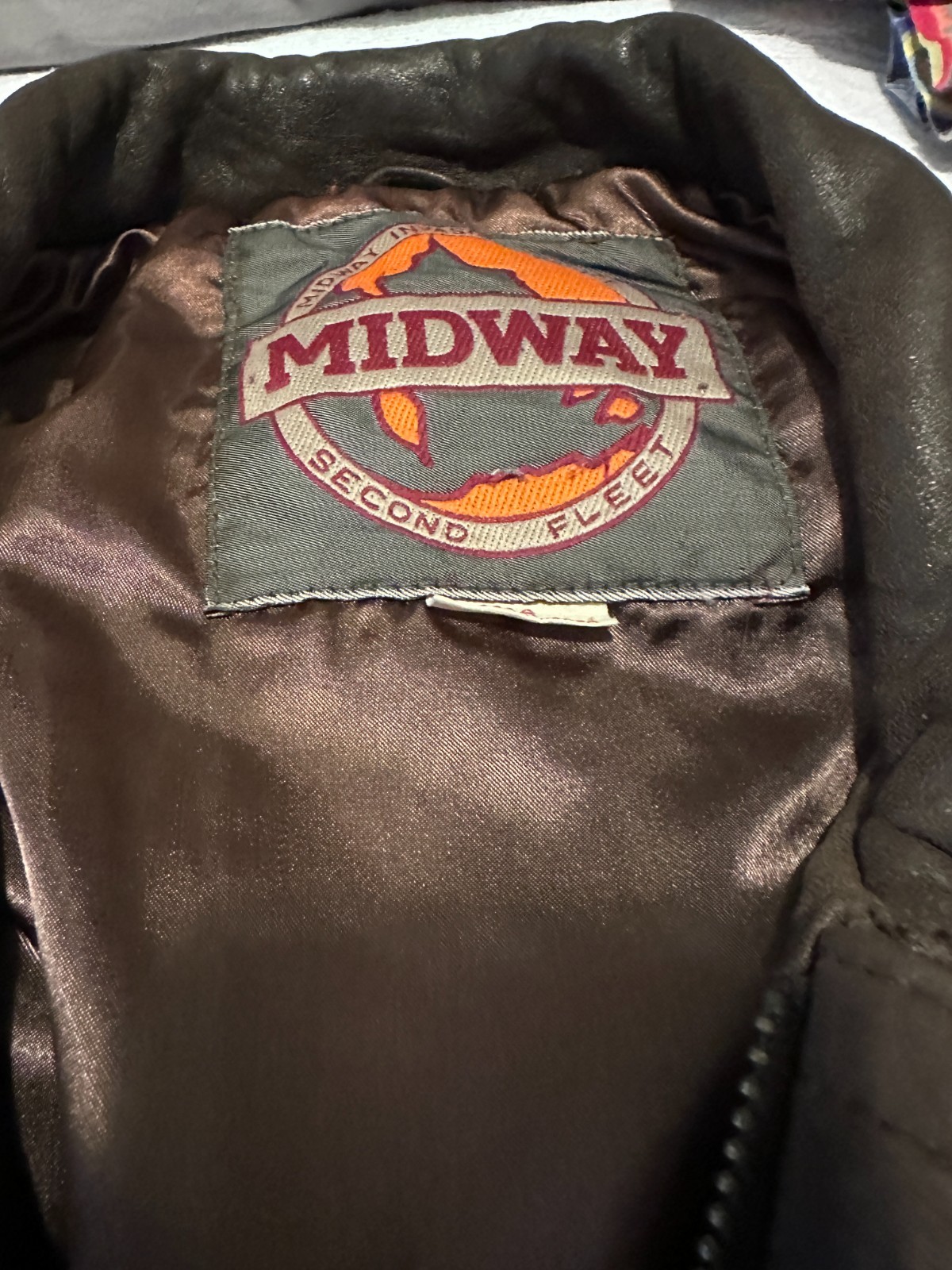 VTG Midway Second Fleet Men’s Lambskin Leather Bomber Jacket Size 46 /XL