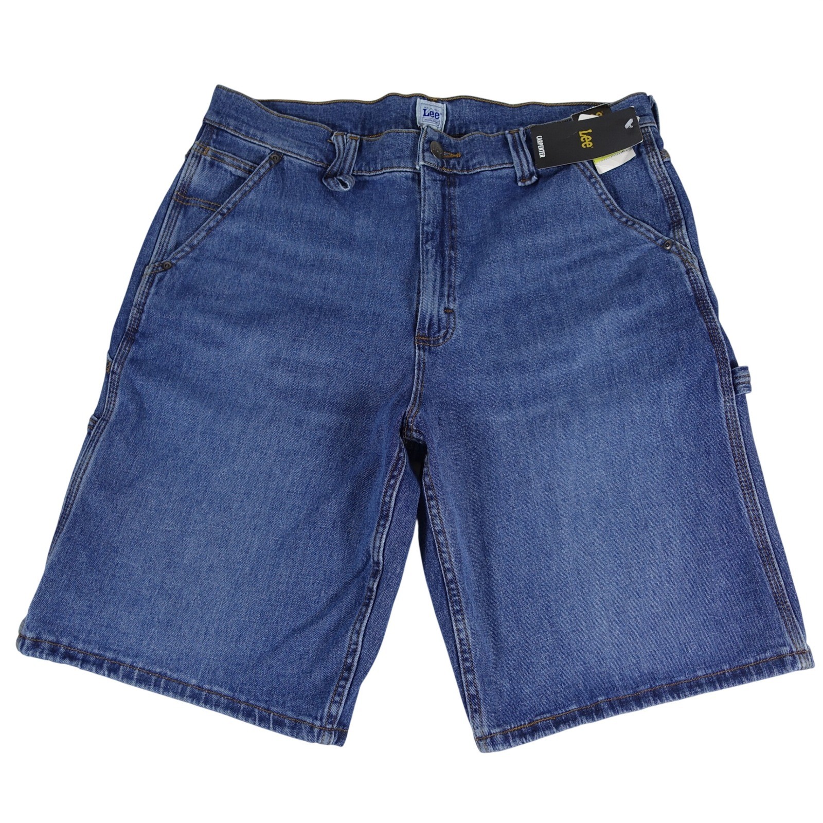 Lee Carpenter Denim Shorts Men 34 Blue Workwear Utility Hammer Loop New