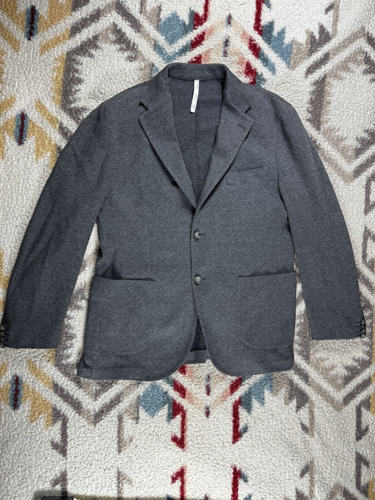 Napoli Patch Pocket Blazer 42 Cotton Blend Gray Made In Italy