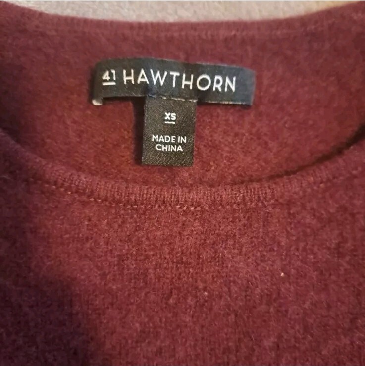 100% Cashmere Womens Burgundy Pullover Top Hand Wash Sz. XS
