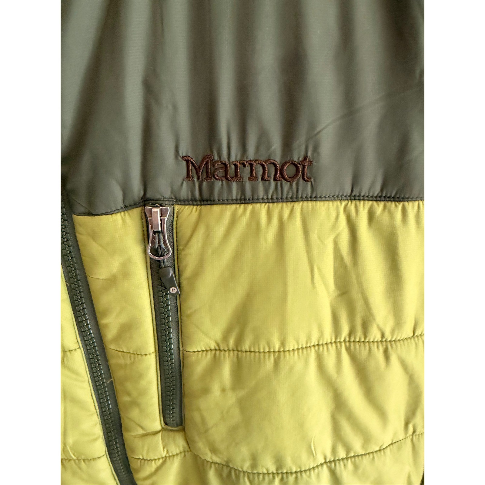 Men’s Green Puffer Vest Lightweight Zip Outdoor Hiking Insulated XL