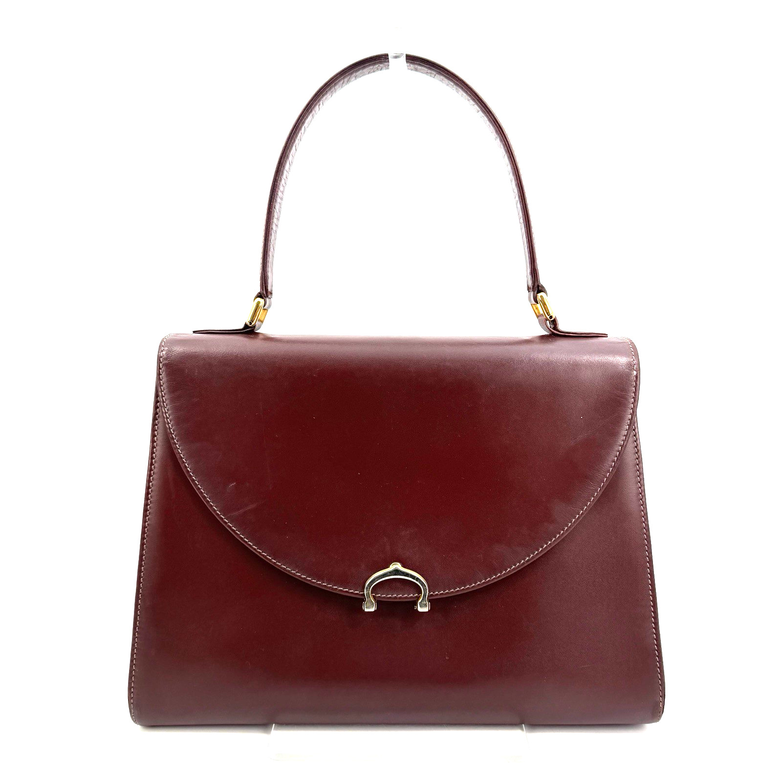 Cartier Hand Bag Must Line Bordeaux Leather Red Authentic
