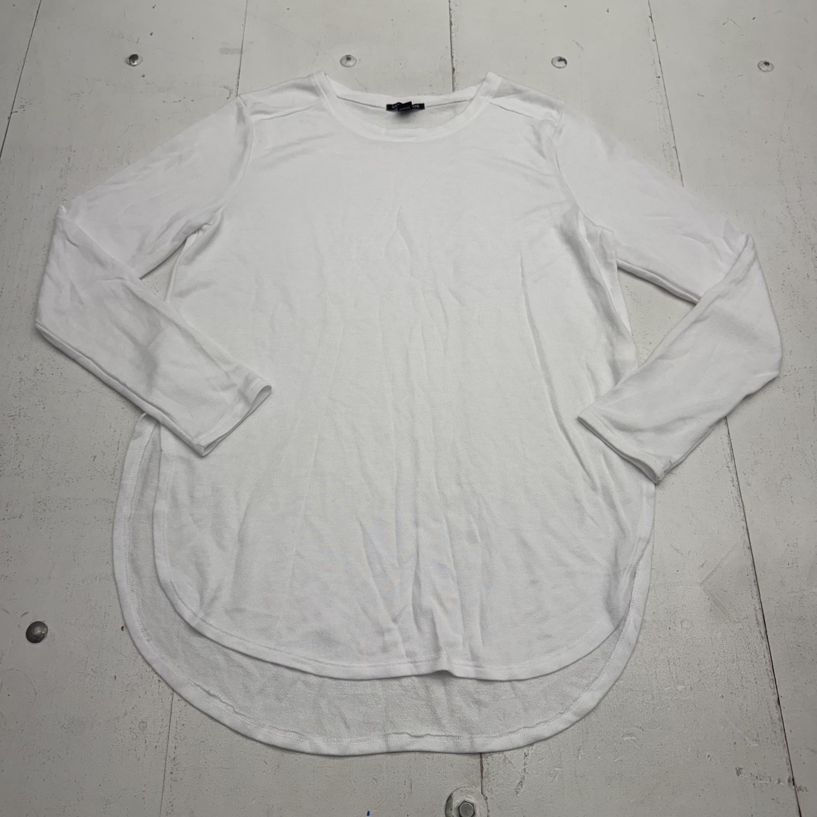 Mind Code T-Shirt Womens L White Crew Neck Long Sleeve Lightweight Tunic Jersey