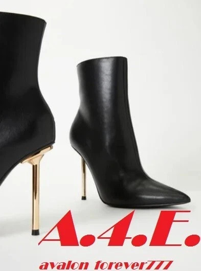New Black Ankle Boots with gold spike heels Shoedazzle “Priya” Size 12 Womens