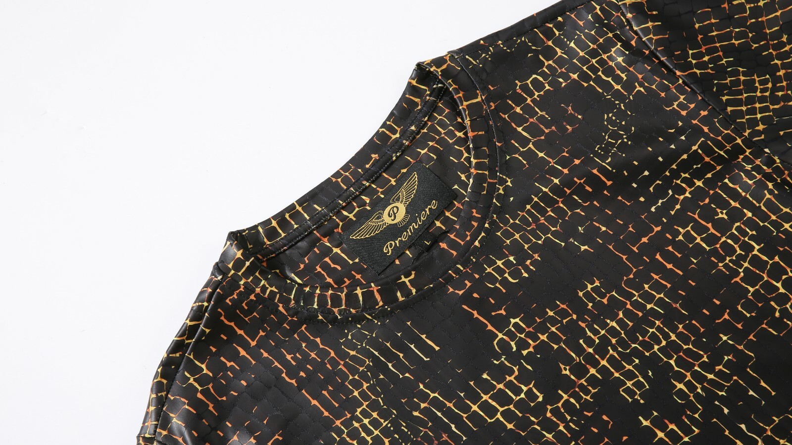 MENS PREMIERE Casual SLIM FIT SHORT SLEEVE SHIRT BLACK GOLD REPTILE NEW NWT 201B