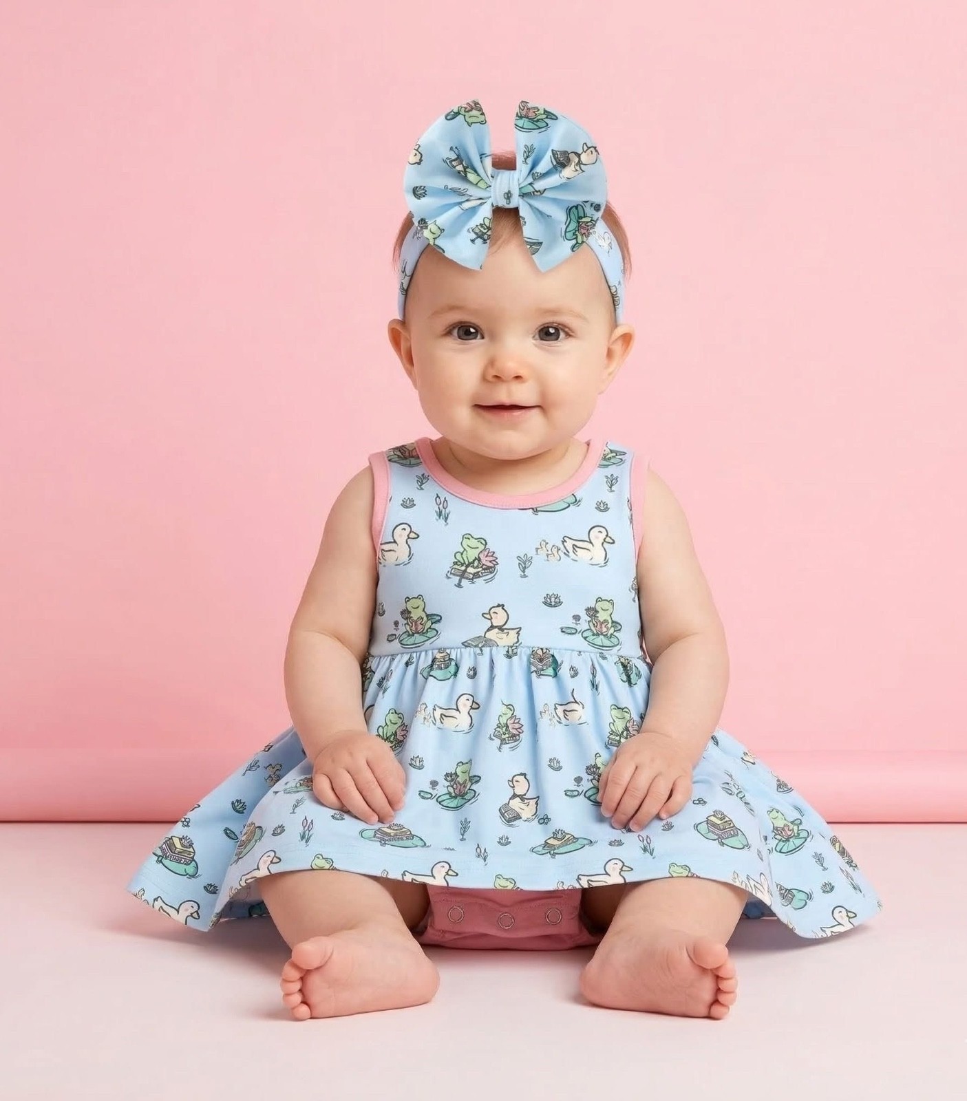 Pete + Lucy Pond Pals Girls Infant Romper in Size 3-6 months