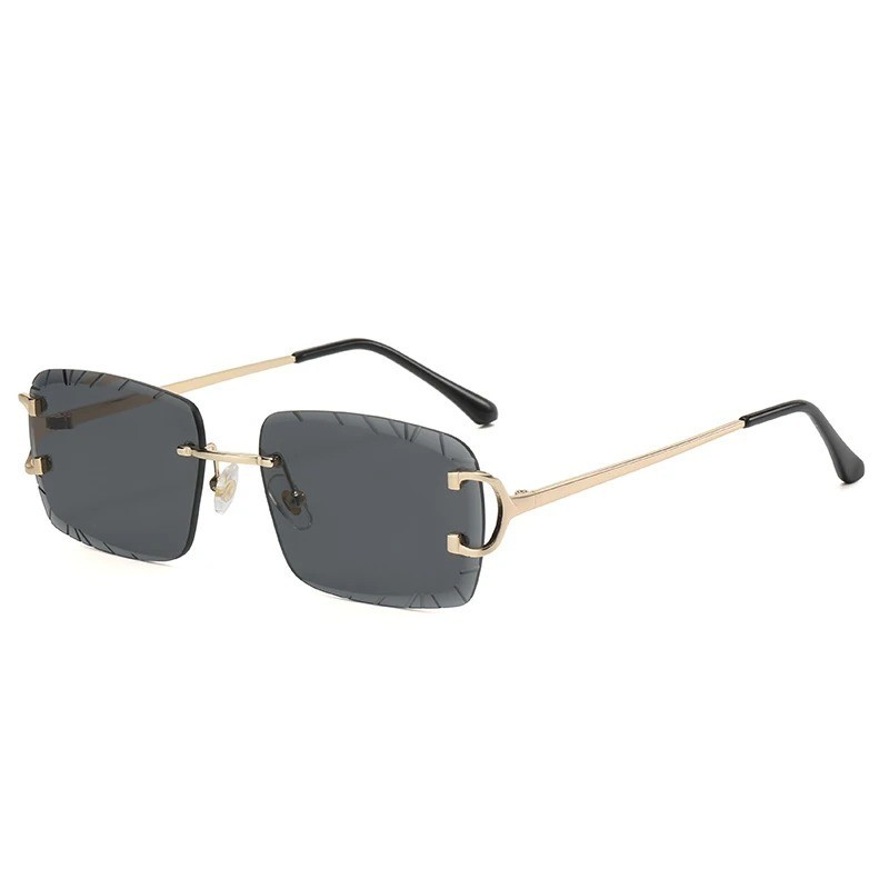 USA- Big C Diamond Cut Fade Frameless Lens Gold Frame in Box