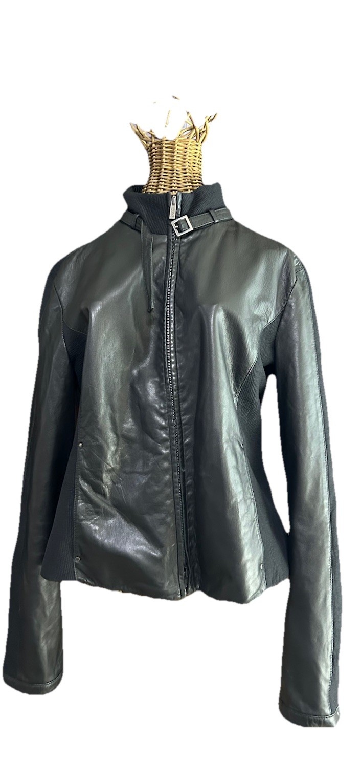 Armani Collezioni Leather Jacket Sz 46 M/L LambSkin COA! Black Stretch Free Ship