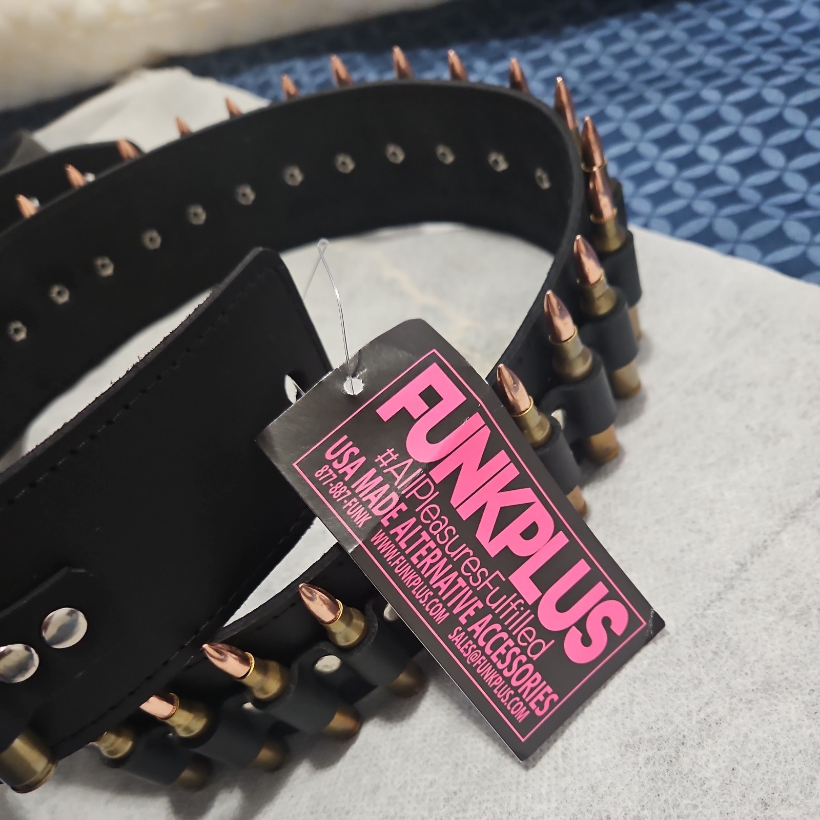 Funk Plus Black Leather Bullet accessories Belt Punk Goth Rock Biker Heavy Metal