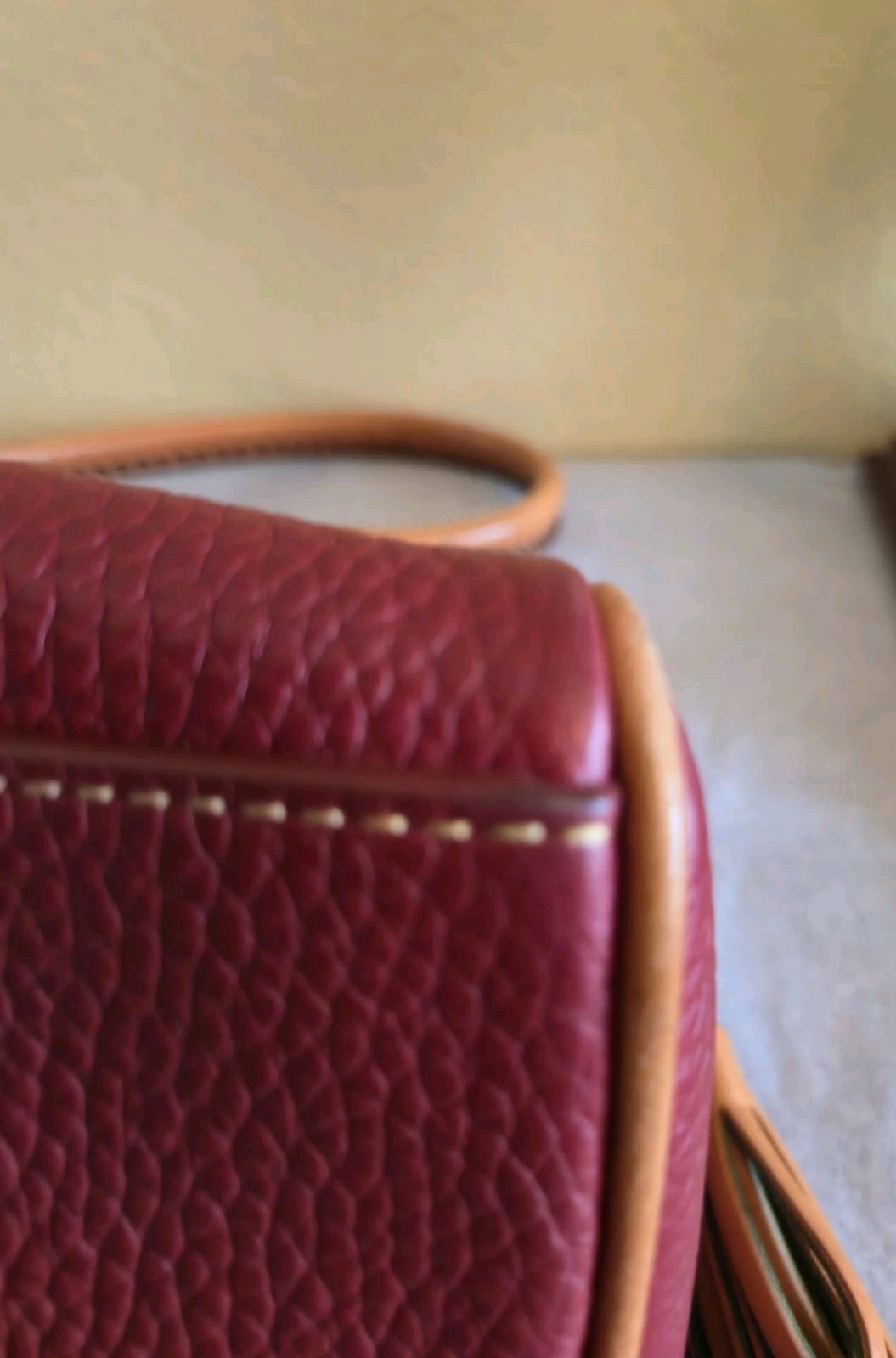 Dooney & Bourke Red Satchel Top Handle Zip Tassel Gold Hardware Bottom Studs