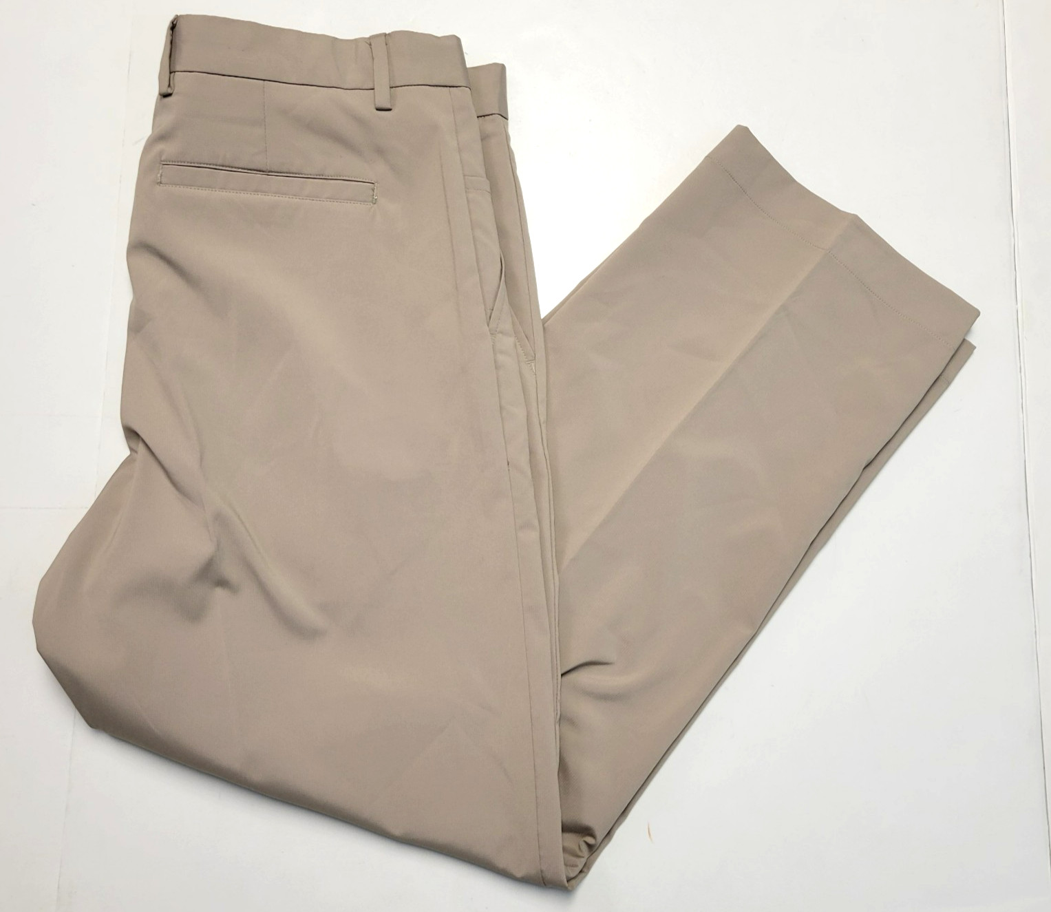 GREG NORMAN Stretch Poly Spandex Blend Dress Pants Men 34×29 Beige Flat Front 34