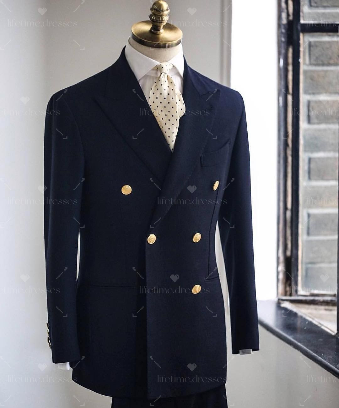 Double Breasted Mens’ Suit Business Formal Jacket Offical 2Pcs Peak Lapel Blazer
