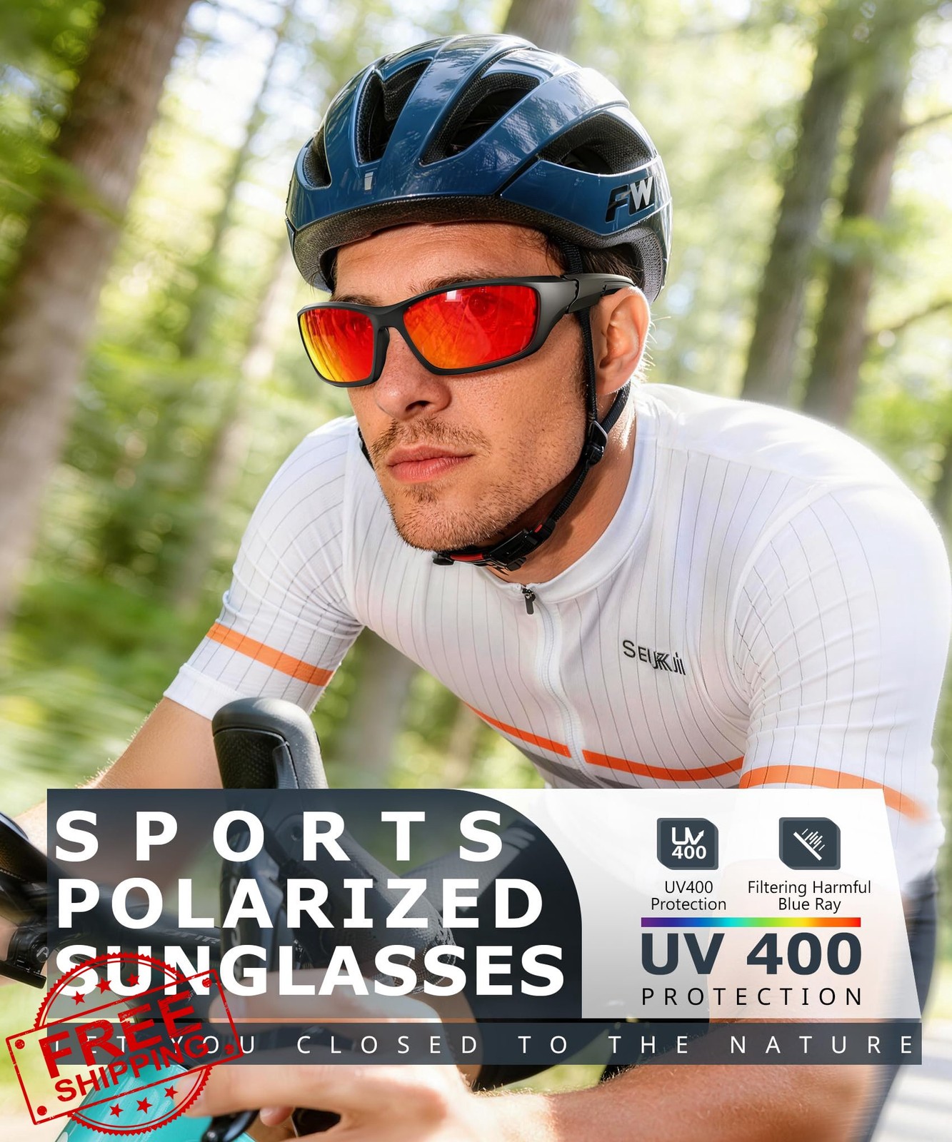 KALIYADI Polarized Sunglasses A02 Black/Ice Blue/Red Multicolor Lens