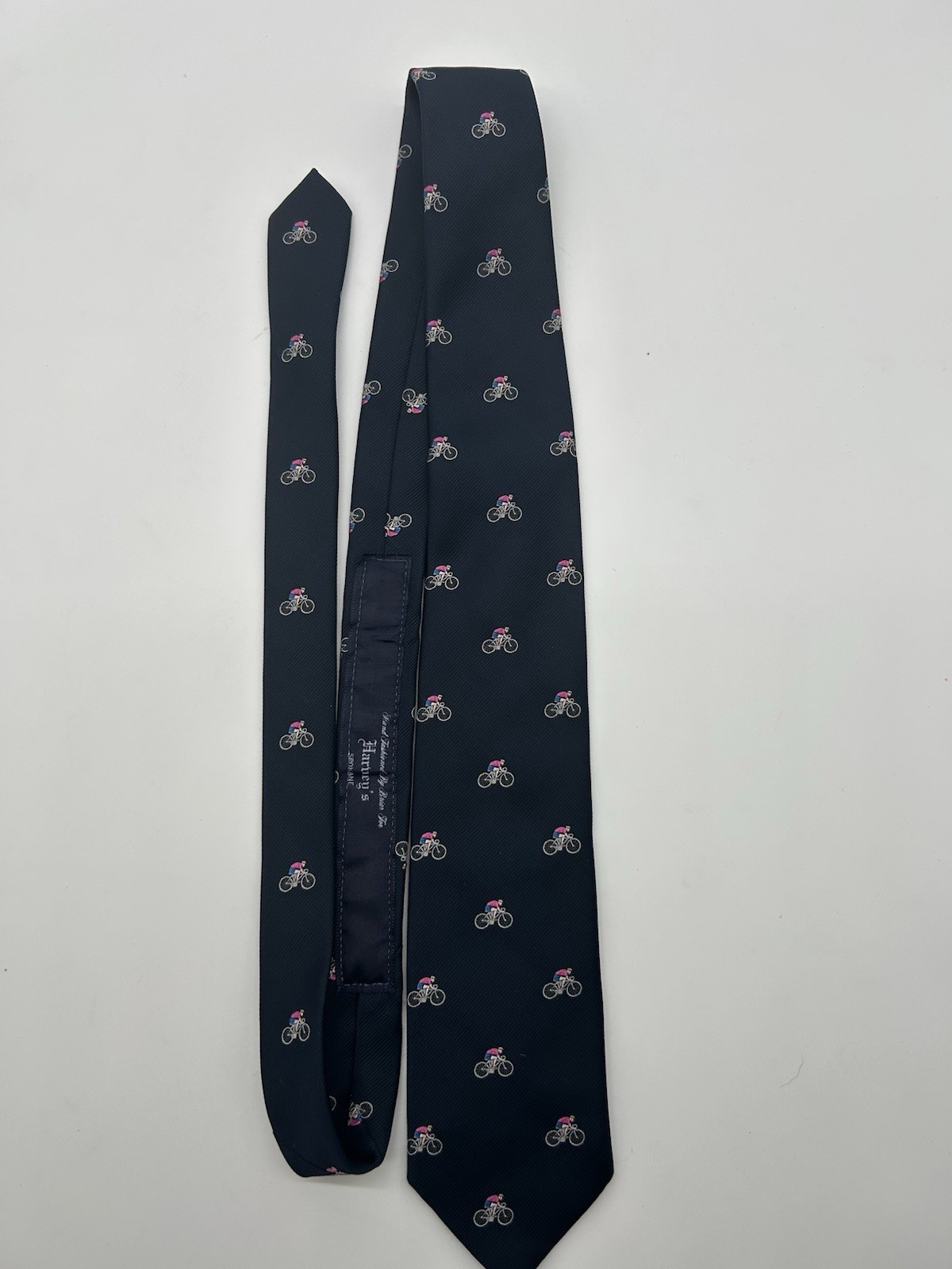 Vintage Briar Bicycle Silk Blend Necktie Navy Blue Cyclist Novelty Mens Tie