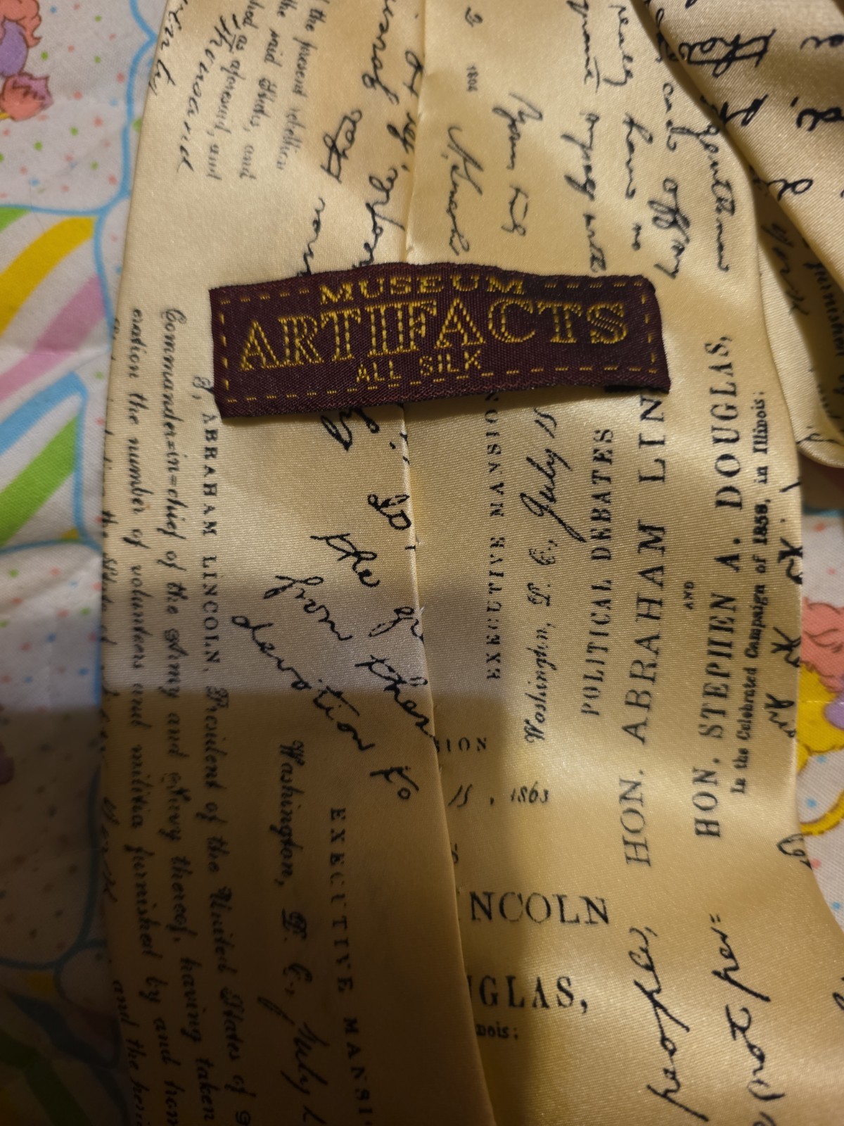Museum Artifacts Tie 100% Silk Abraham Lincoln U.S. President 1863 Patriotic