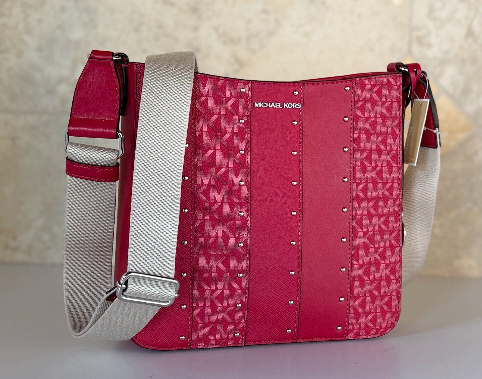 Michael Kors Jet Set Travel SM Shoulder Crossbody Bag MK Dark Raspberry Multi