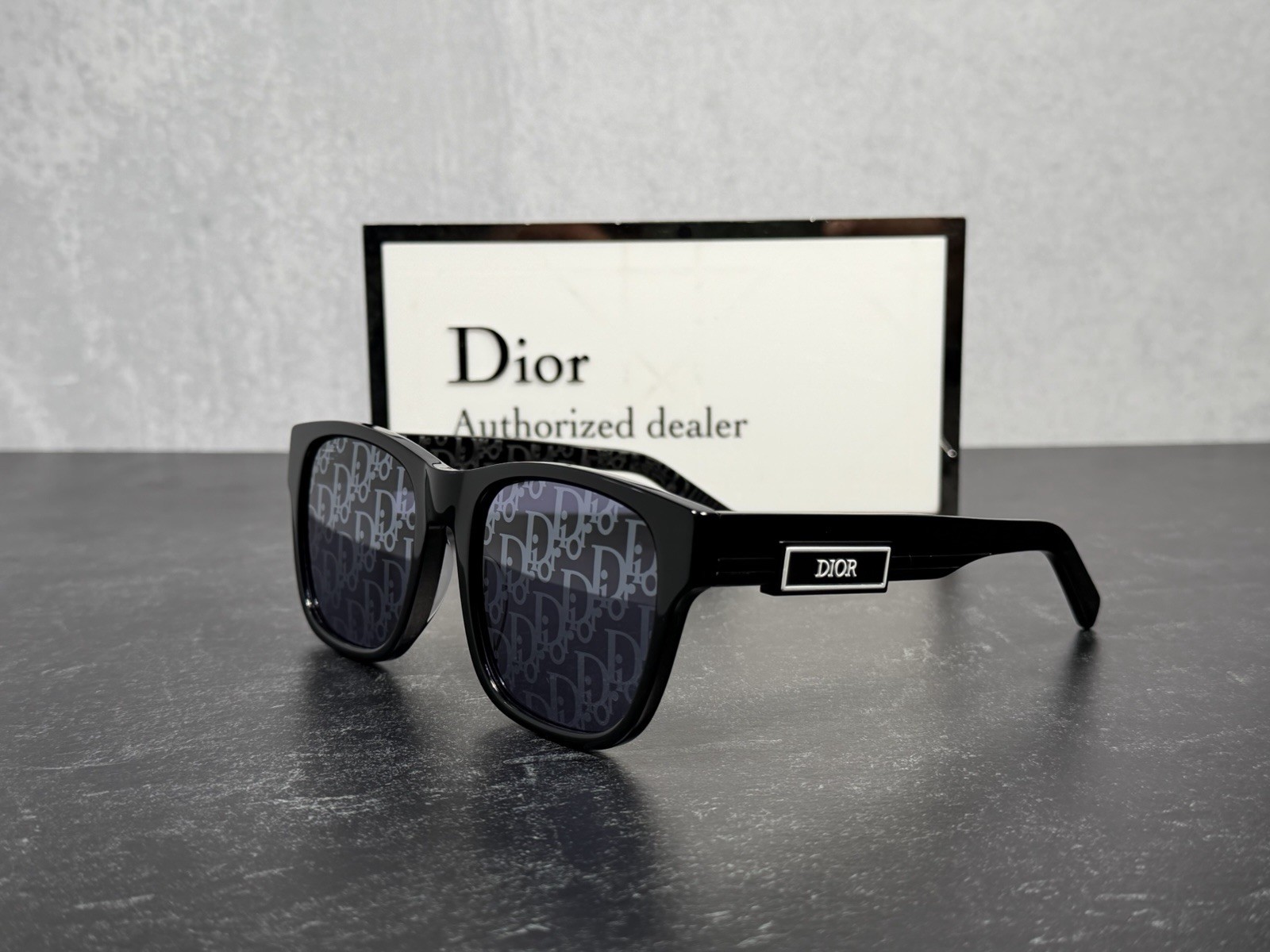 NEW CHRISTIAN DIOR DIORB23 S2F SUNGLASSES BLACK BLUE LOGO LENS B23! SHIPS TODAY!