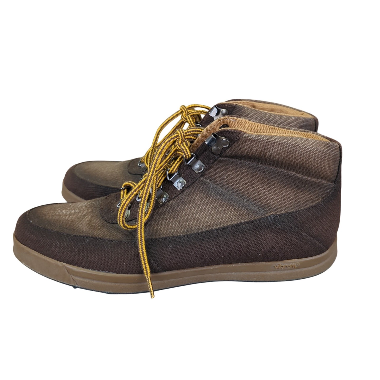 Ahimsa Jeffrey Vegan Hiking Boots Mens Brown Canvas Vibram Sole Size 11