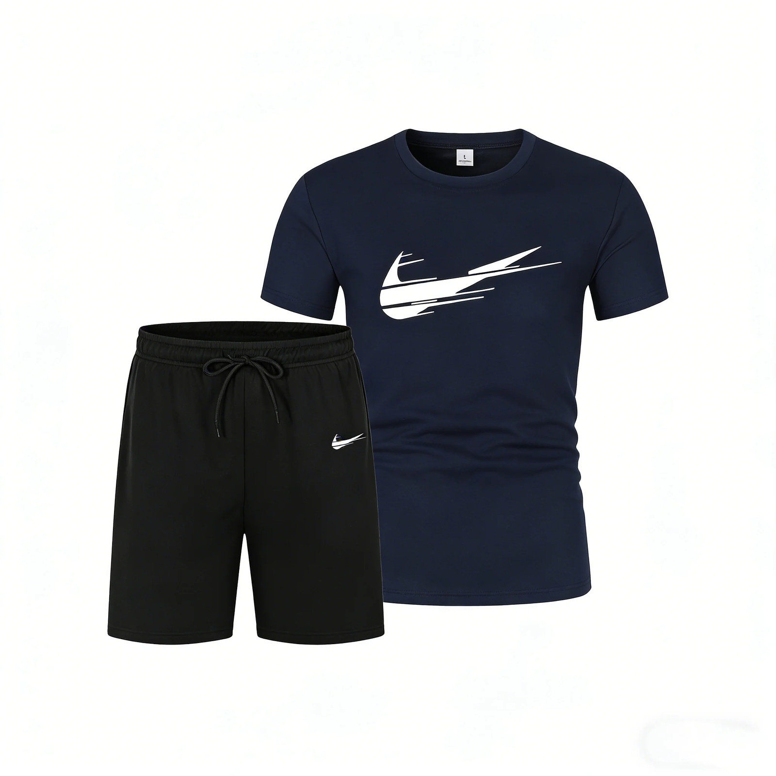 New men’s two-piece set including mesh T-shirt and shorts for sports, fitness