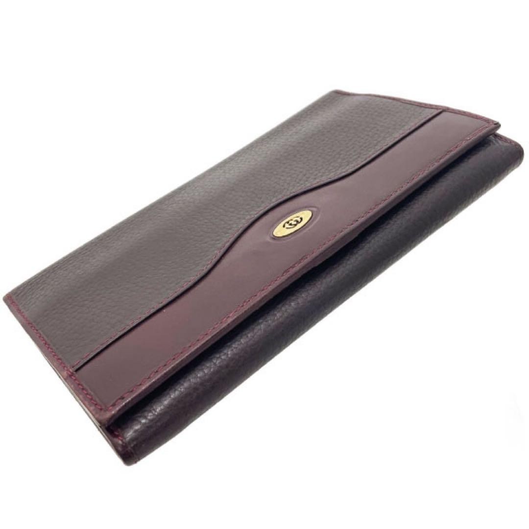 Old Gucci Bi Fold Long Wallet Coin Purse Bordeaux Color 16104