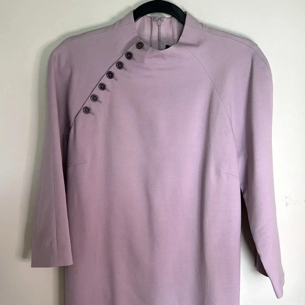 NWT Ralph Lauren Purple Label Made in Italy Lilac Midi Dress Wool/Silk Size 12