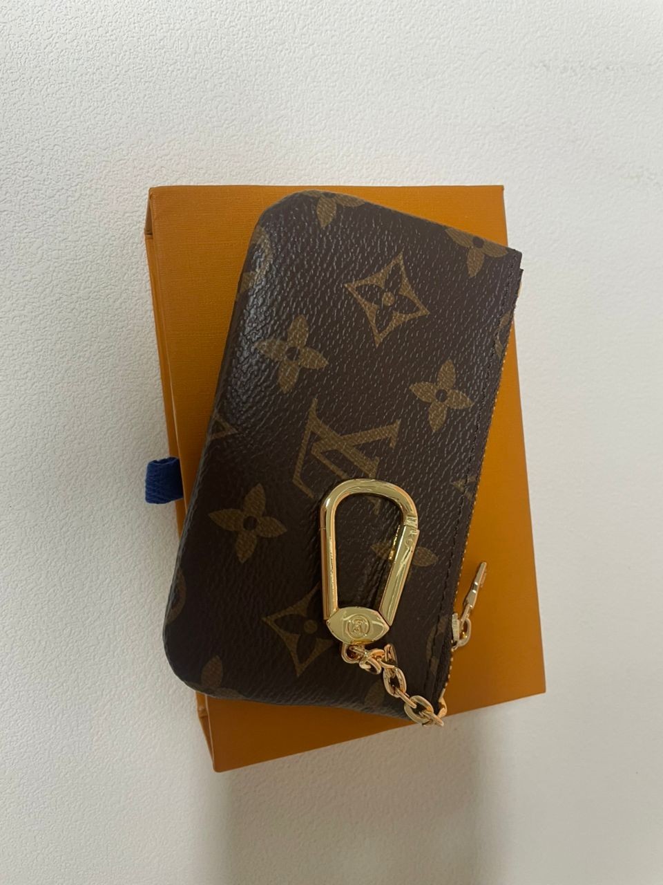 Authentic Louis Vuitton Monogram Key Pouch Pochette Cles Coin Purse W/Box & Bag