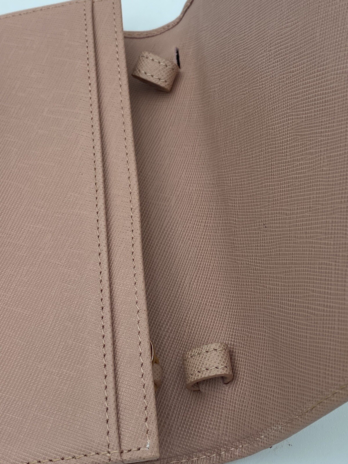 Prada Saffiano Leather Muted Pink Bifold Wallet With Crossbody Strap