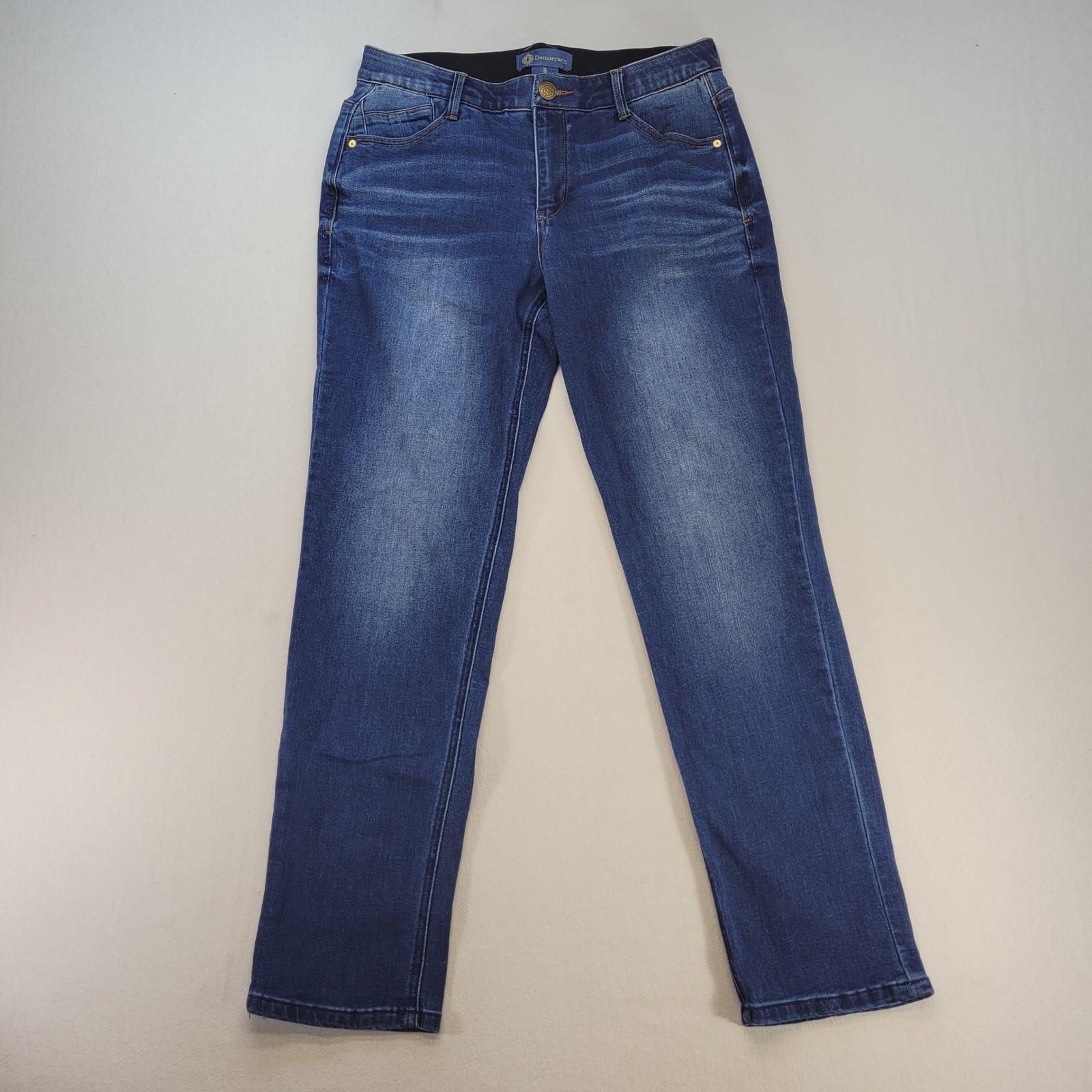 Democracy Jeans Womens 8 Blue Straight Ab Solution Stretch Denim