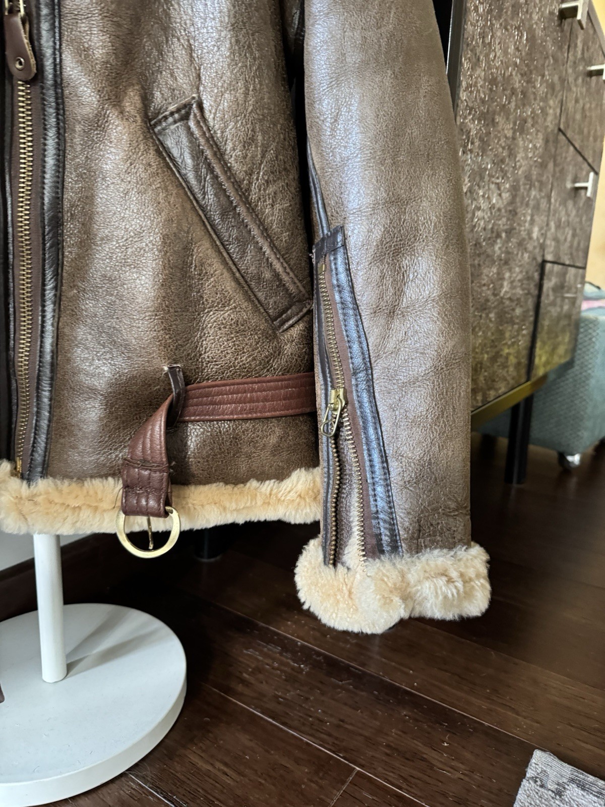 Vintage Avirex Royal Airforce Shearling Bomber Jacket EUC 38 USA