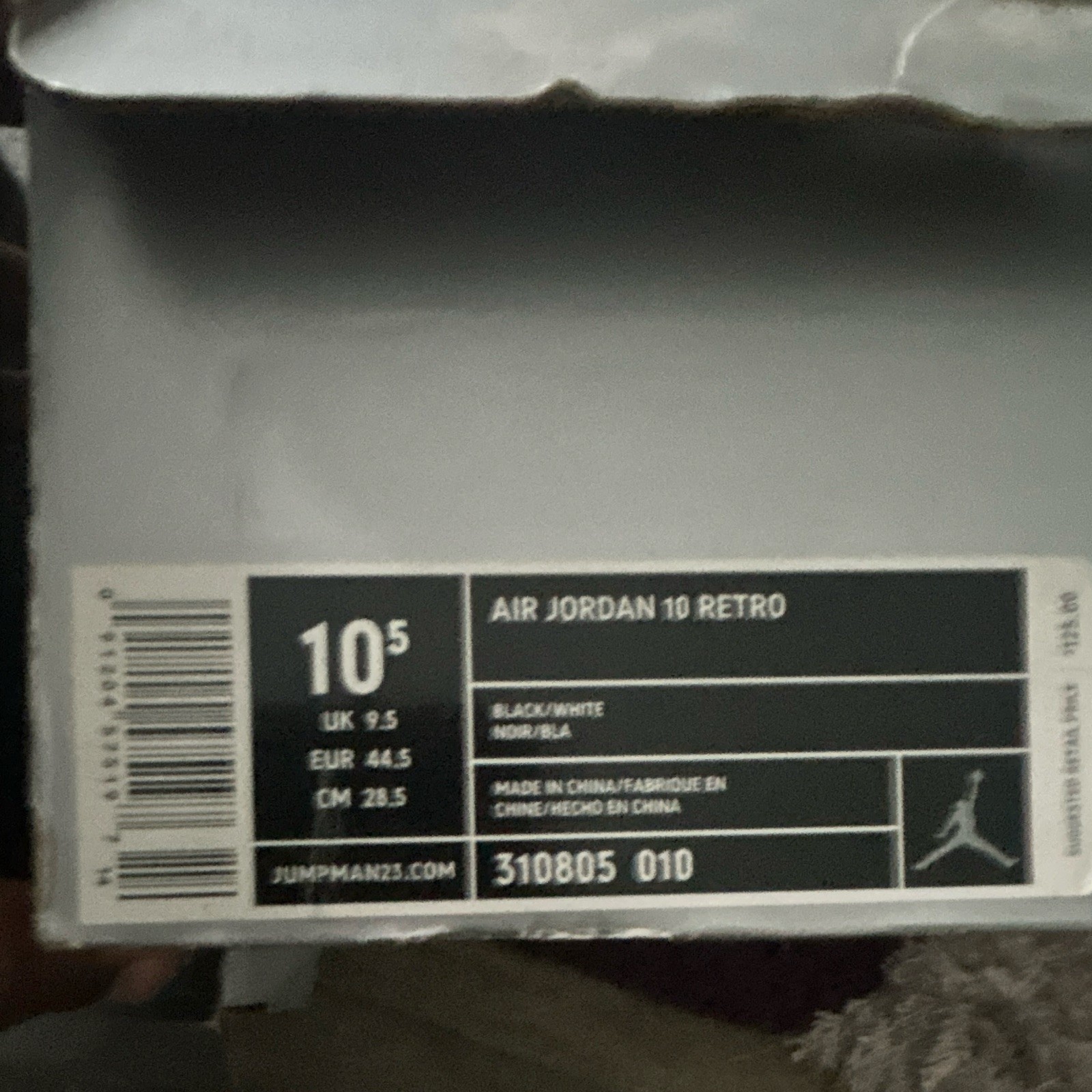 Jordan Air Jordan 10 Retro Stealth Black/White 2005 310805-010 Men