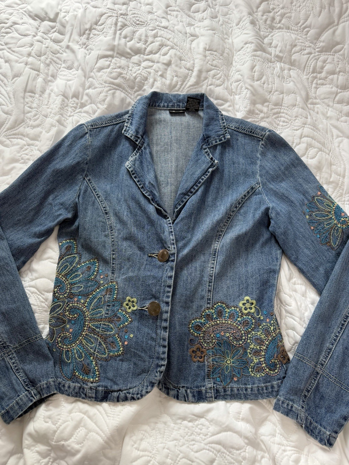 Vintage Willi Smith Floral Embroidered Denim Jacket
