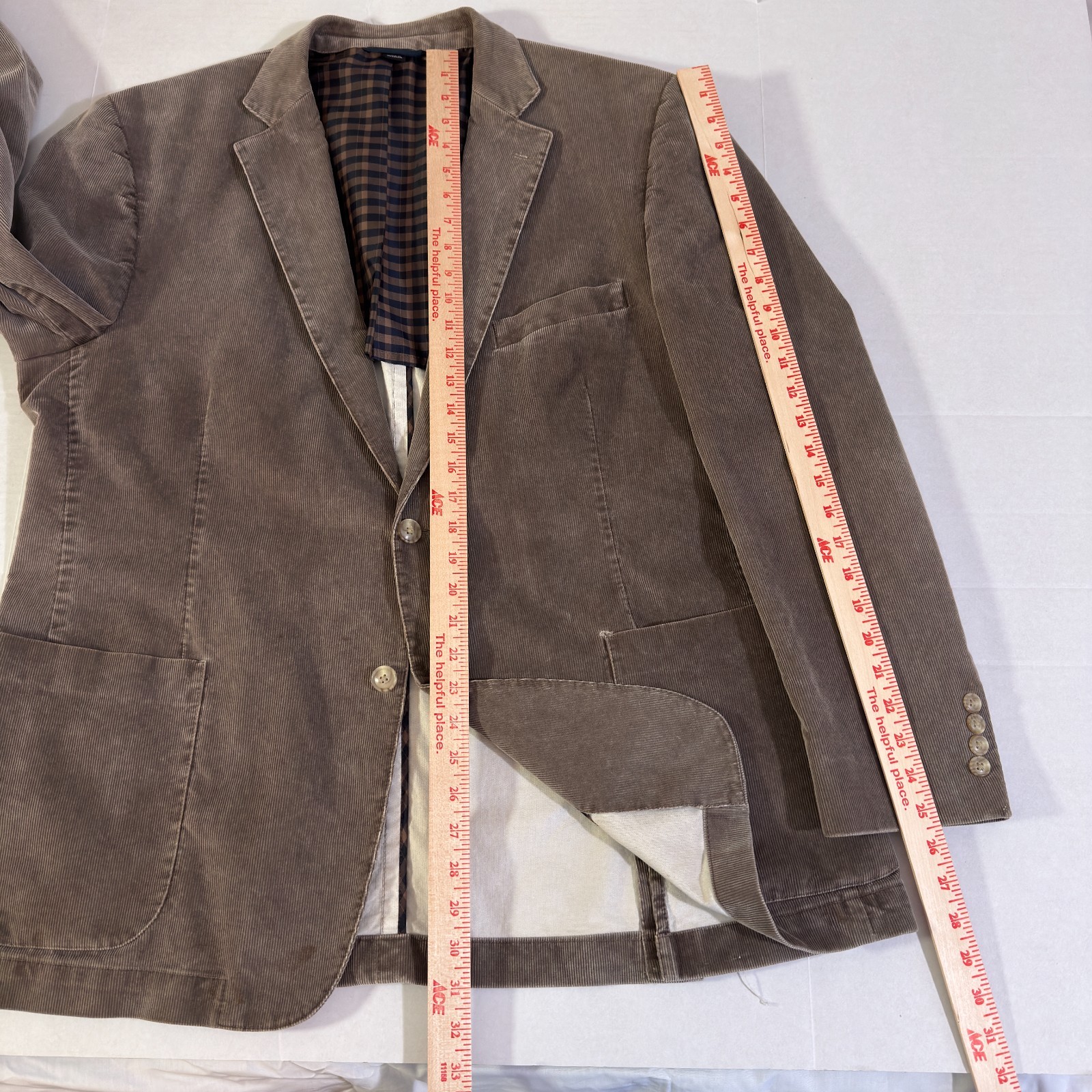 Haspel Corduroy Blazer Mens 46R Brown 2 Button Sport Cotton Half Lined *READ