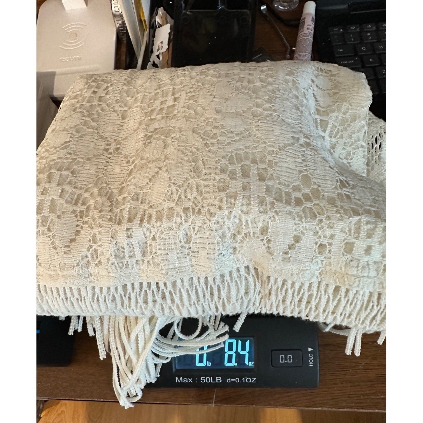 Vtg 80s 90s California Tunic Top Lace Fringe Long Sleeve Ivory Size 4 USA Boho