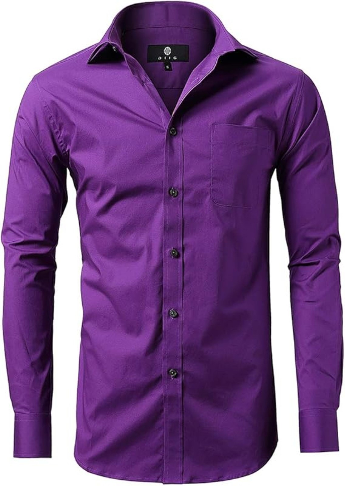 Men’s Dress Shirt, Long Sleeve Solid Slim/Regular Cotton Stretch Shirt