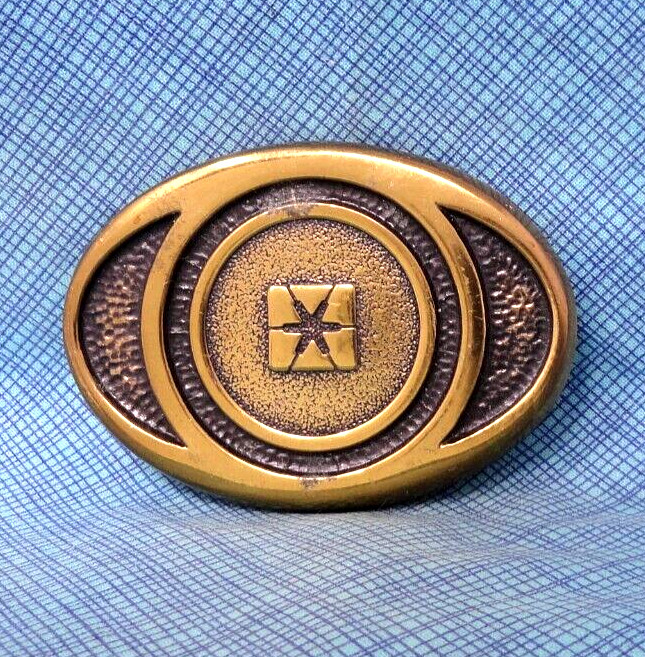 Pacific Bell Emblem Belt Buckle Employee Uniform Brass Vtg 80s Synanon .NOX154