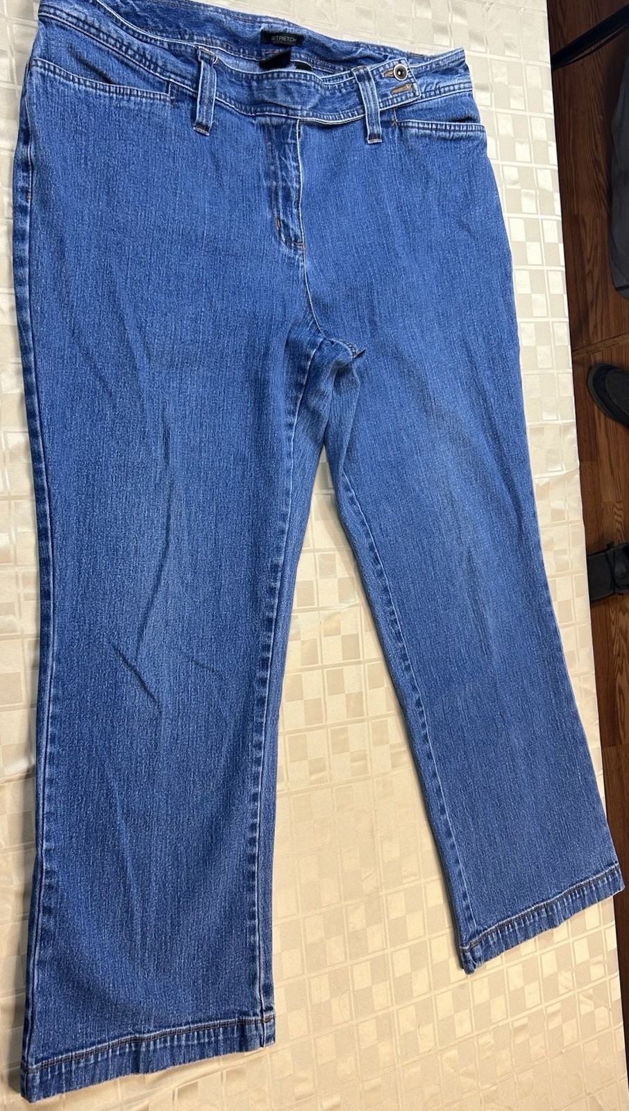 Khazana | 18W | Blue | Stretch Denim Front Pockets Belted Button Zipper Closure