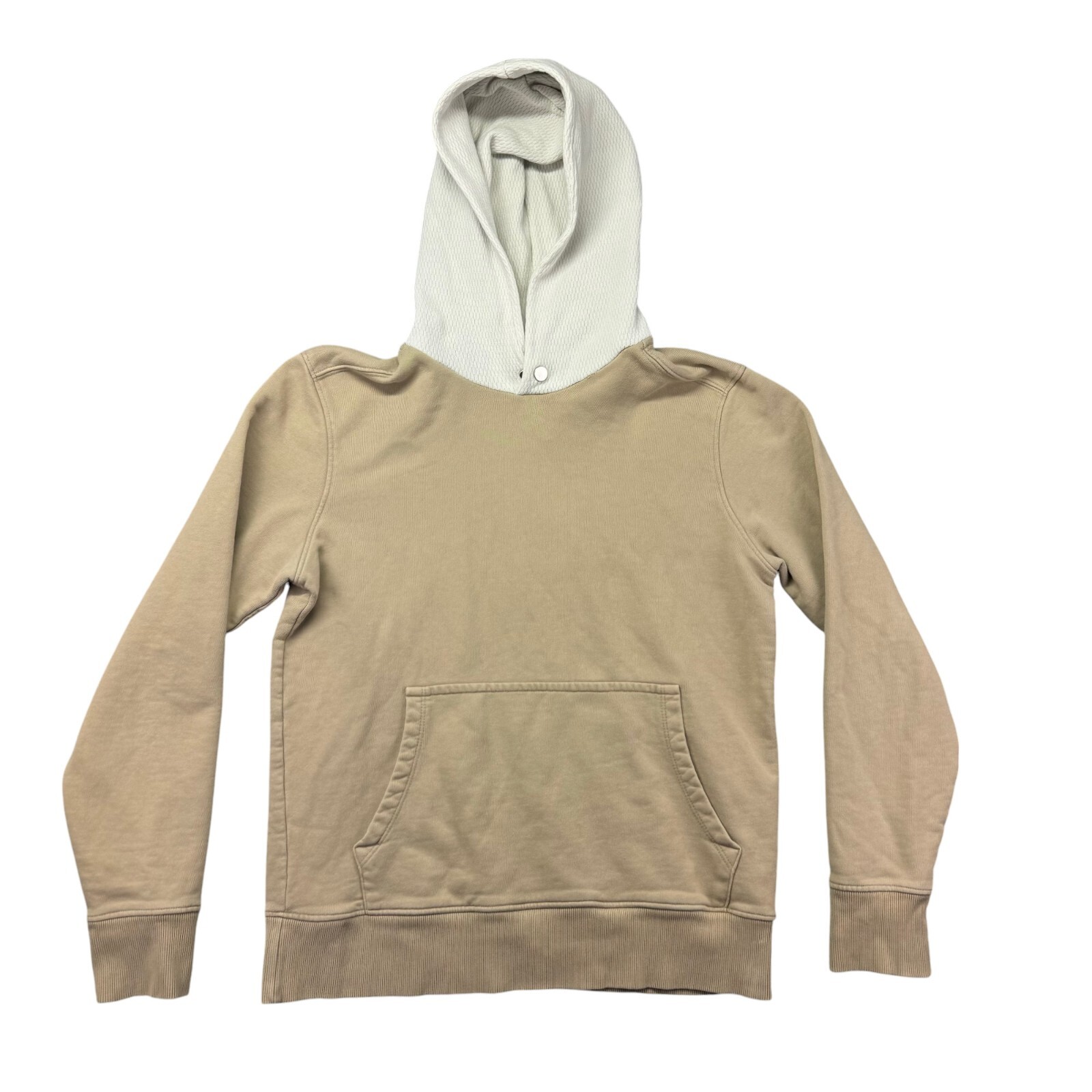 BLDWN Jacket Mens Small Beige White Long Sleeve Off White Hooded Textured Street