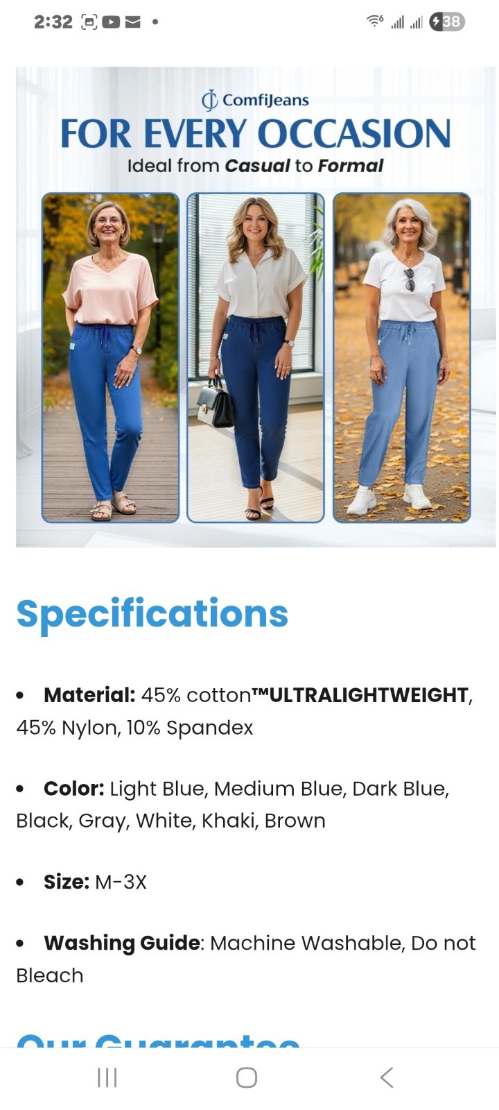 Summer – weight Jeans 3x Elastic Waist 2pr (1) Med Blue (1) Drk Blue NWT