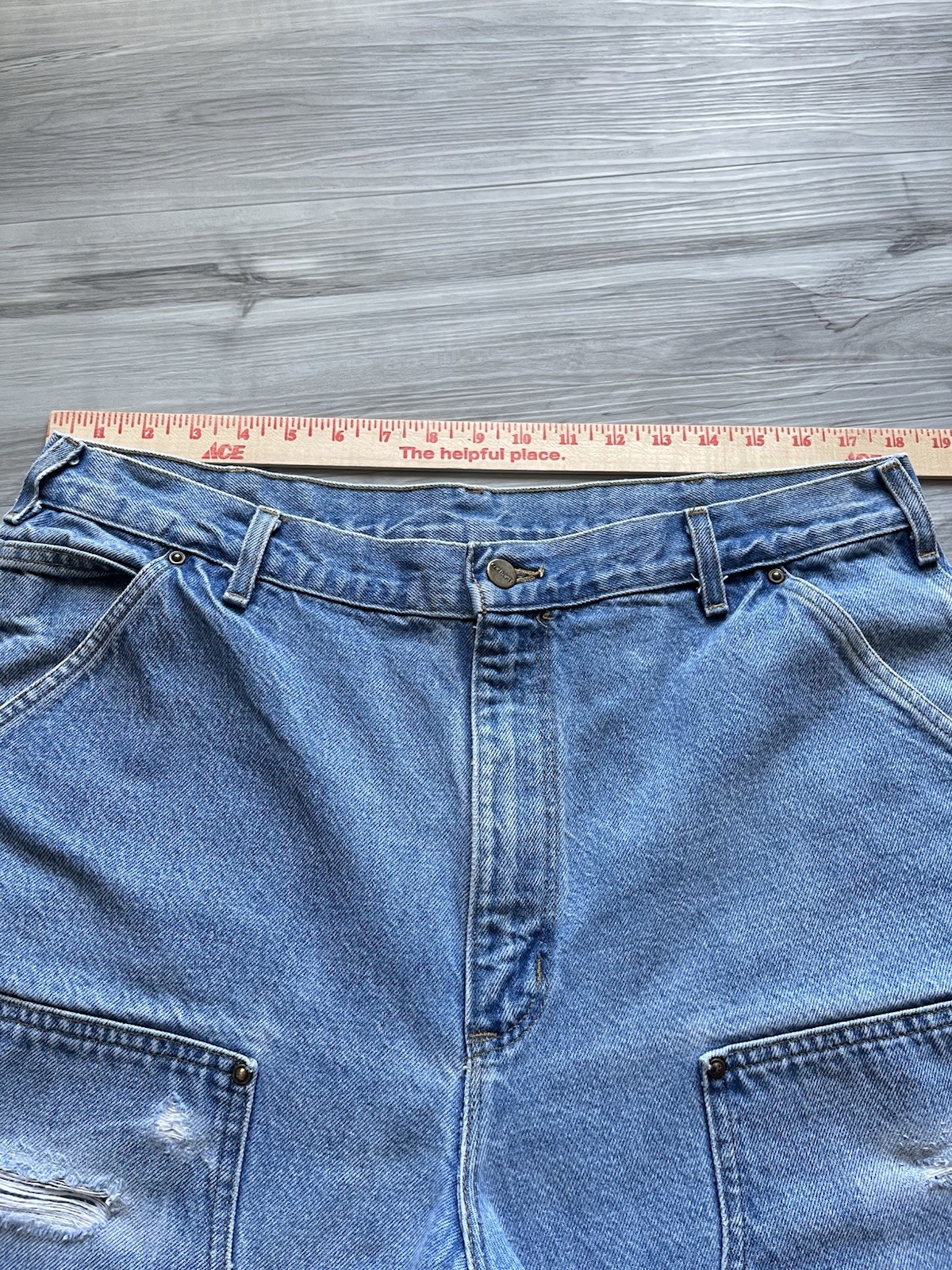 Vintage 2001 Carhartt B73 DST Double Knee Light Wash Jeans – 36×31 MADE IN USA