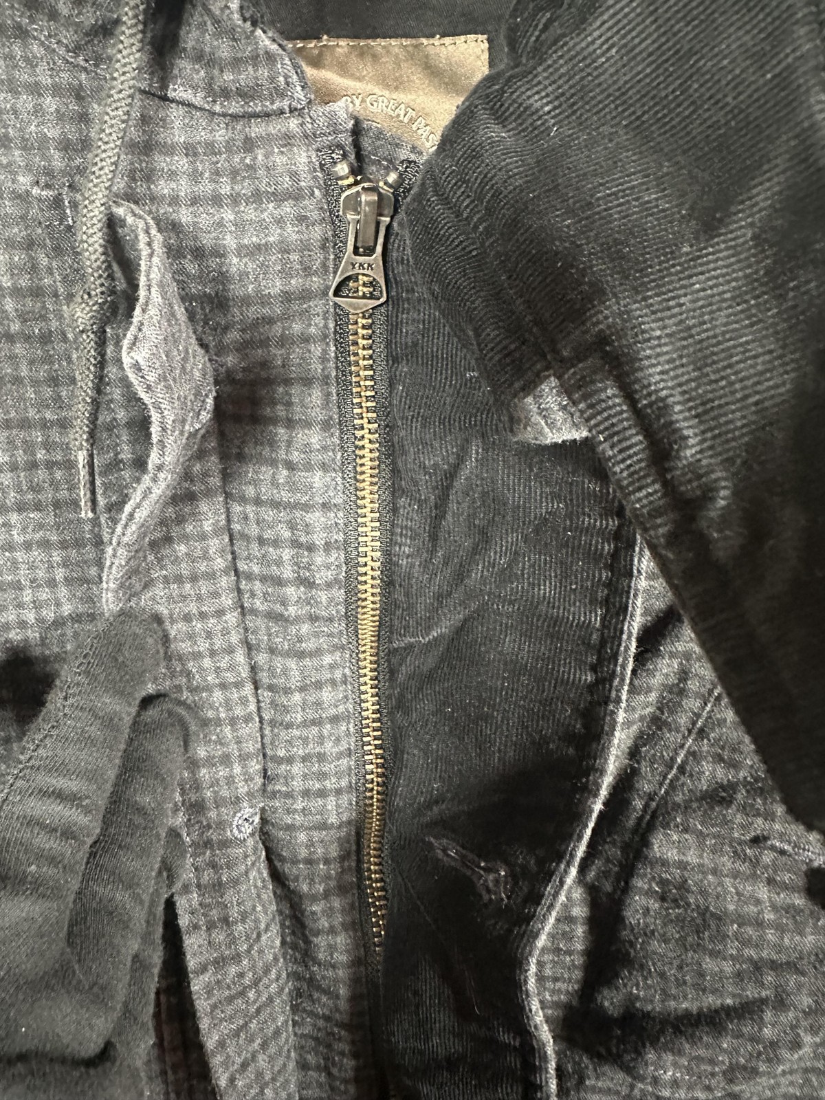 U.Sage Jacket Mens Small Gray Hooded Parka Belted Check Cotton Blend Casual