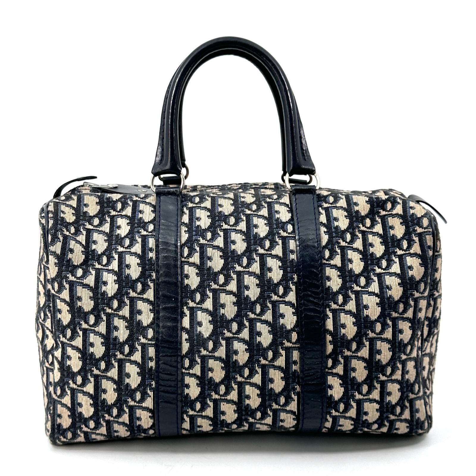 Christian Dior Trotter Handbag Boston Bag Navy Black