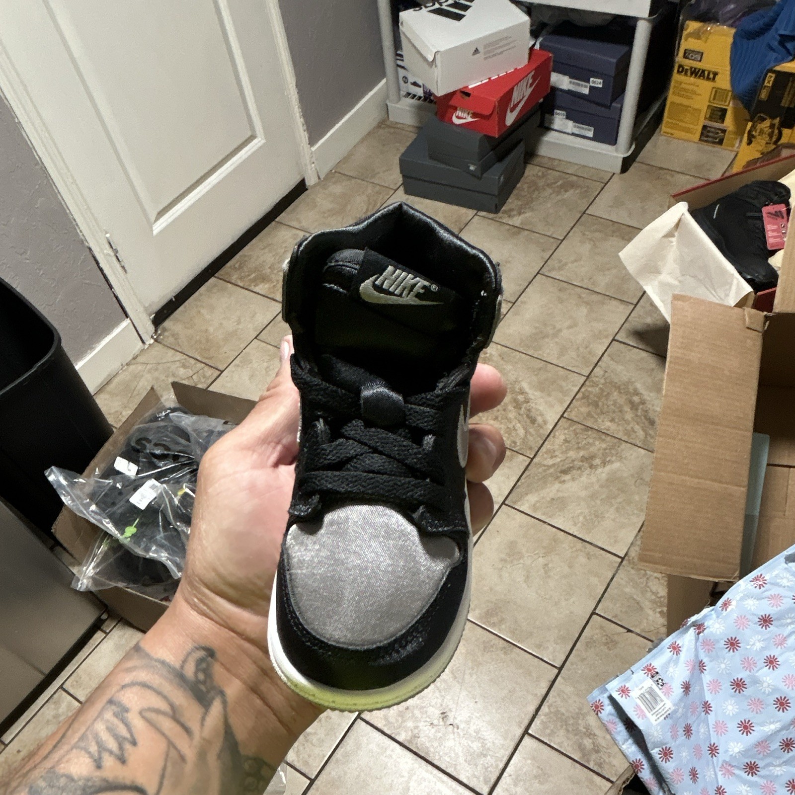 Jordan 1 Retro High OG TD High Top Leather Black/Grey/White US 7C FD5305-010
