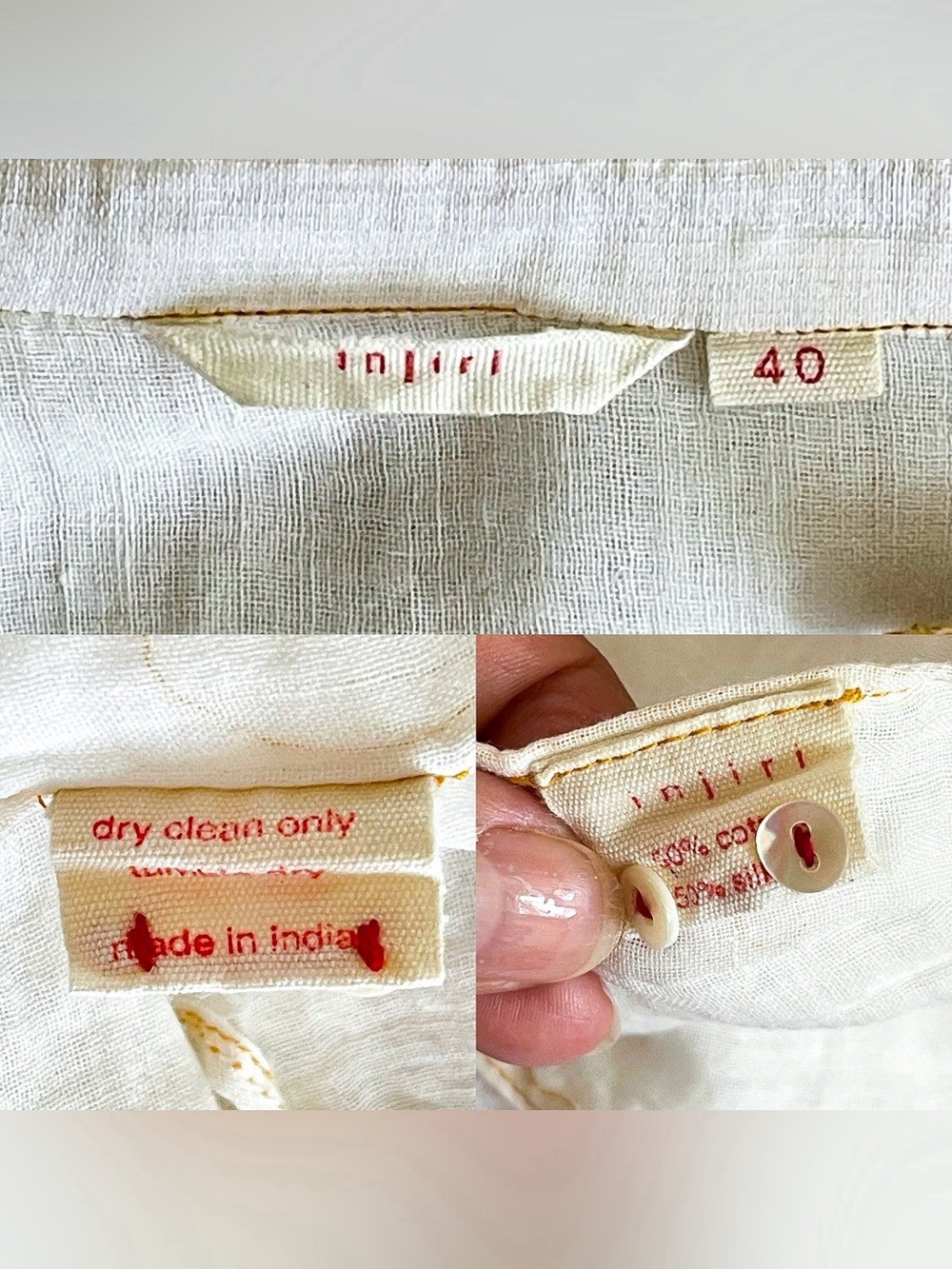 Injiri Herbarium Cotton Silk Tunic Floral White Multi 40 Excellent