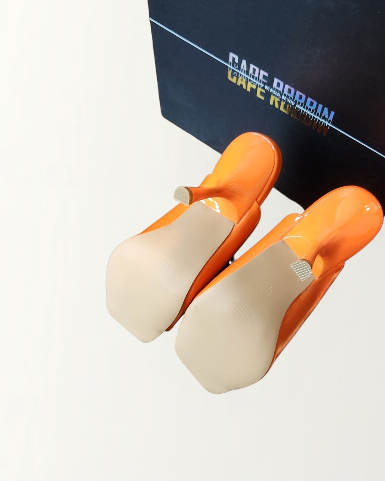 NIB Women’s Orange Open Toe Slip-On Mule Stiletto HeelS Size 5.5